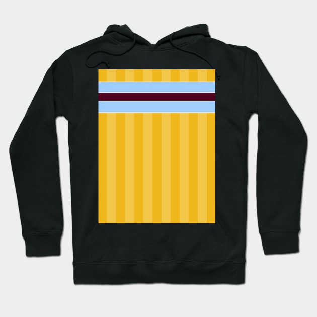 Aston Villa Retro 1985 Yellow Striped Blue and Claret Bars Away Hoodie by Culture-Factory